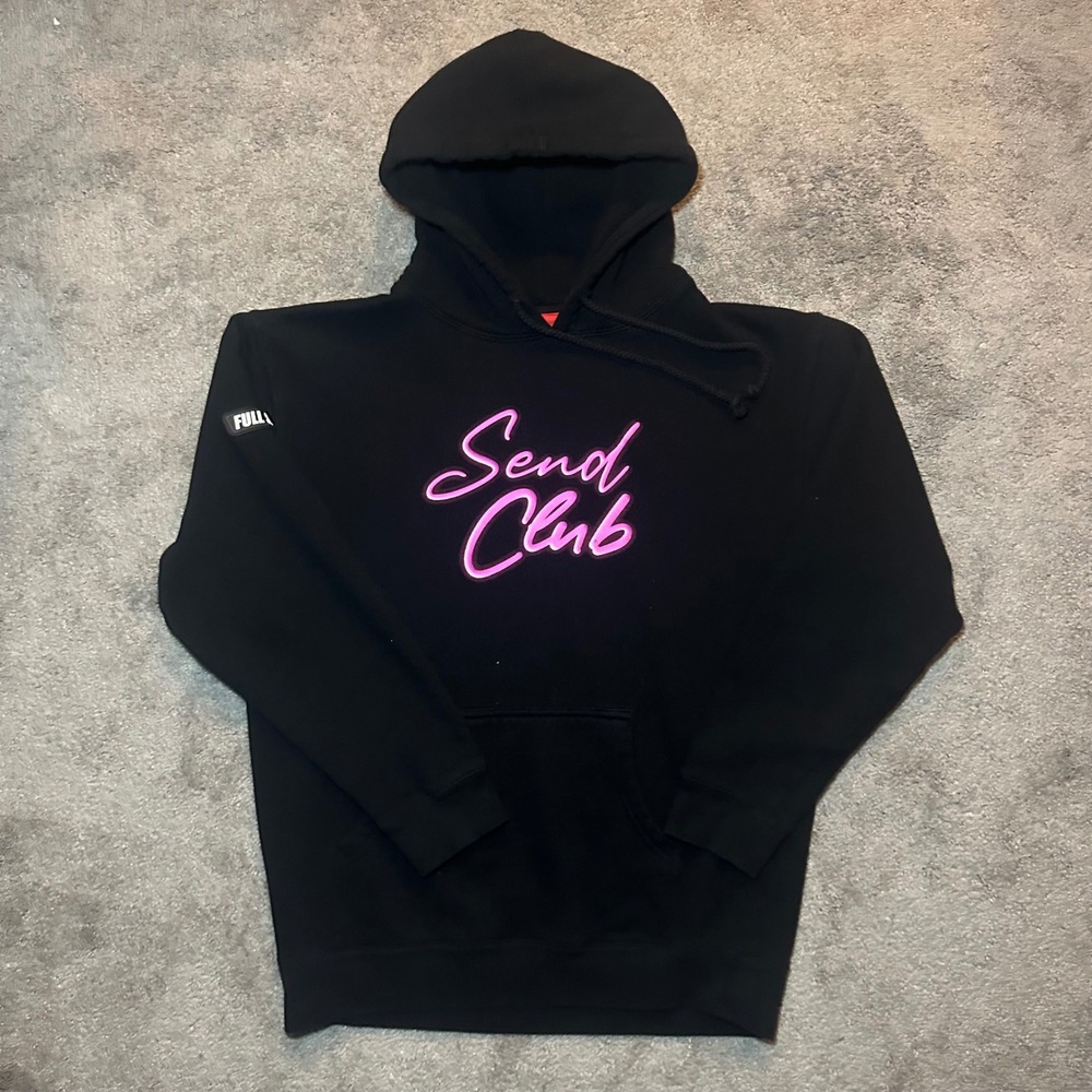 Full Send Hoodie Mens Medium Black Send Club Members Only Neon Pink Graphic